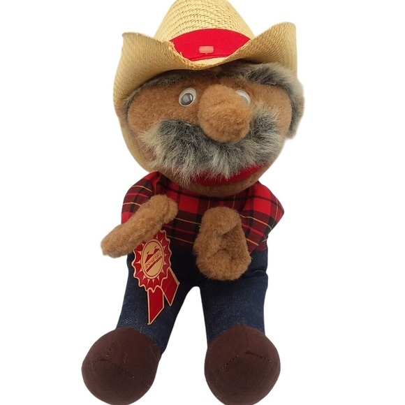 Vintage 1985 Shotgun Red Hee Haw Plush Doll Cowboy Straw Hat Plaid‎ Stuffed Toy - Picture 1 of 13